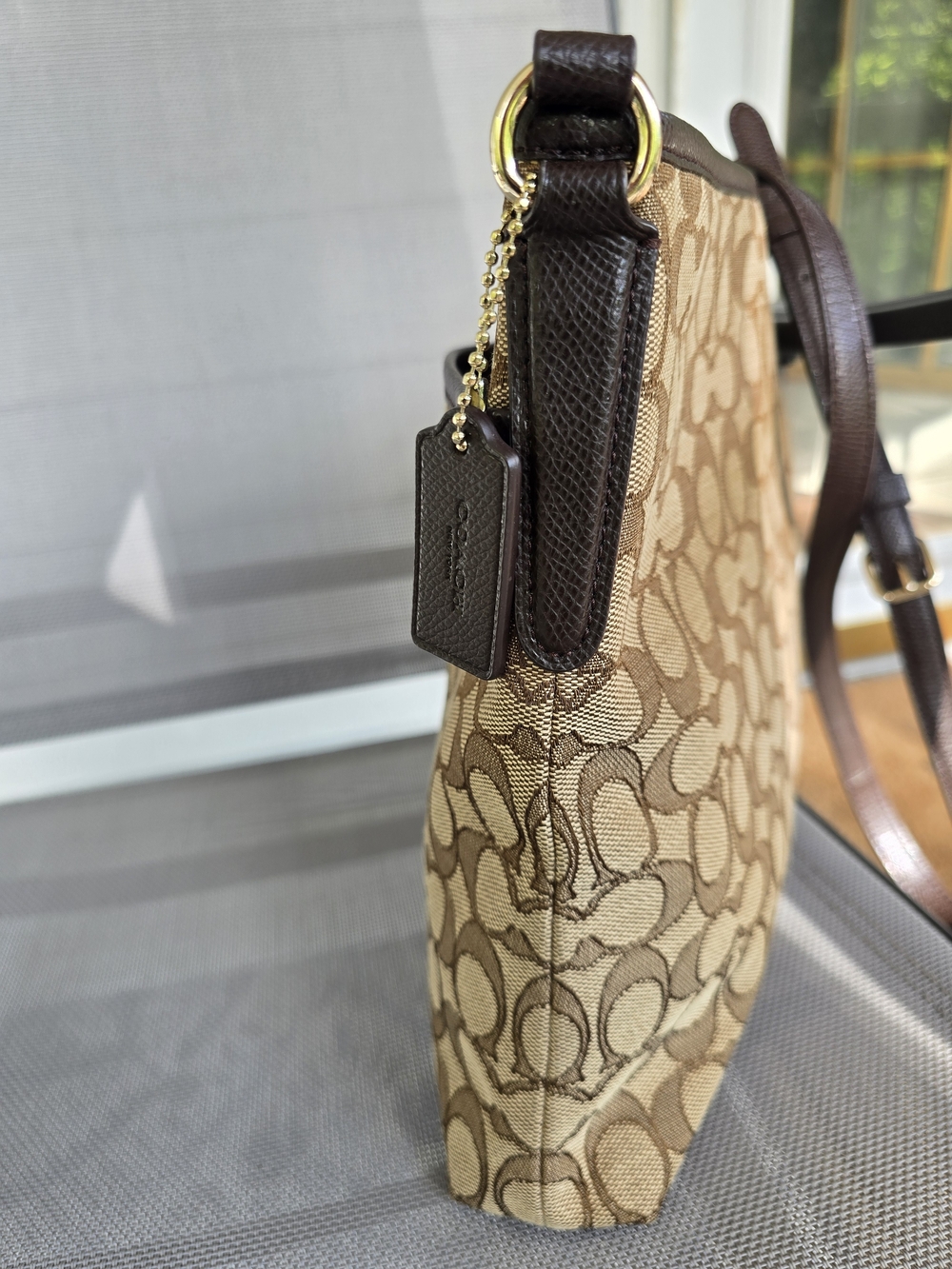 Coach Khaki and Brown Signature Canvas Crossbody NWOT - Picture 4 of 9